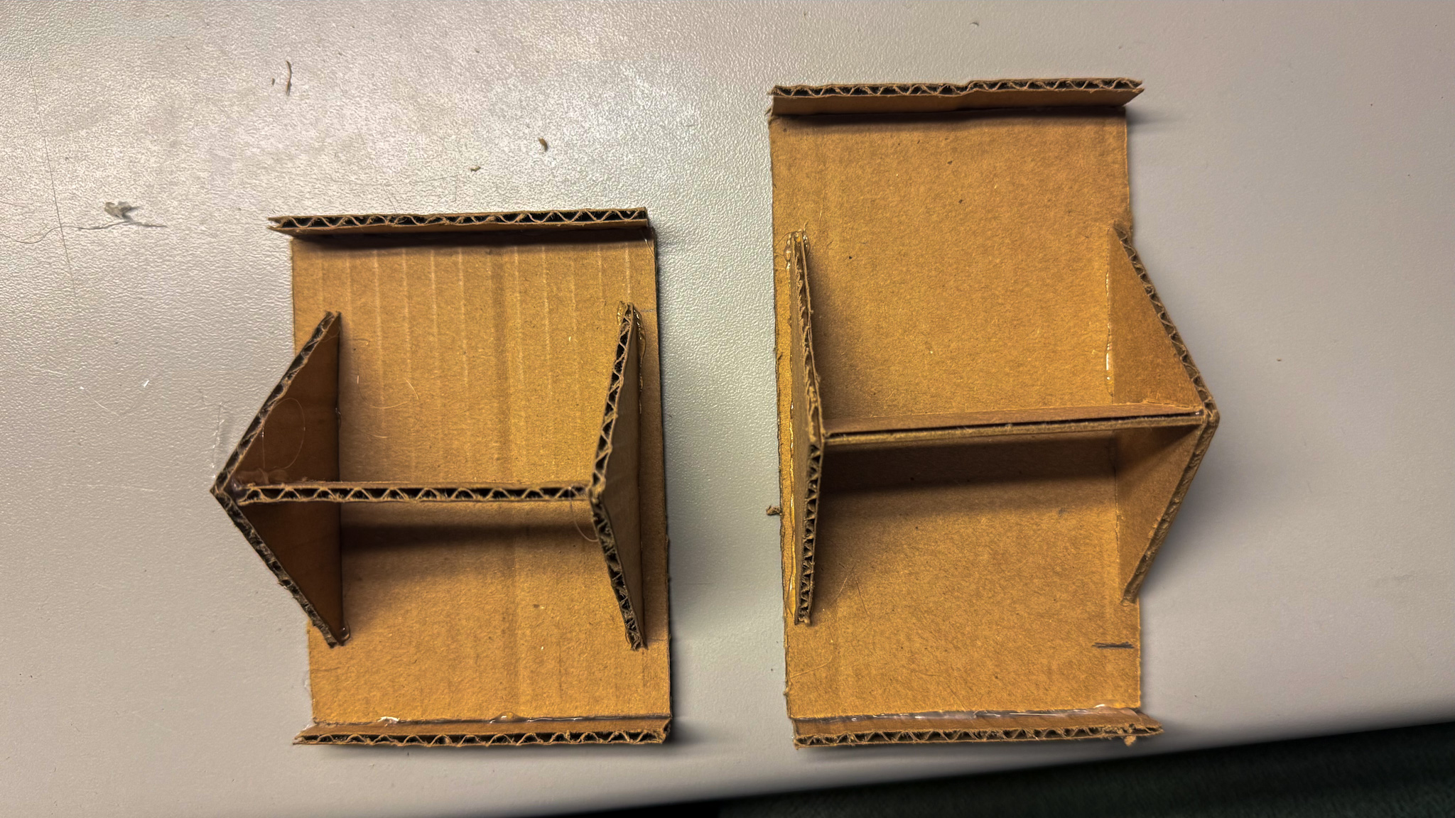 the two prototypes from a different angle to provide a clearer view of their structure and alignment.