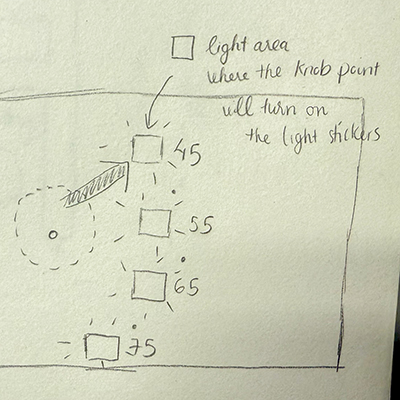 Sketch of LED lights placement on the circuit