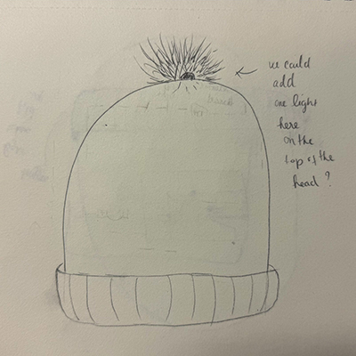 I had another idea of putting the LED light on the top of the tuque