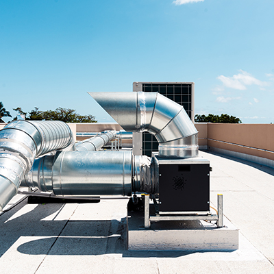 The audio captures the deep, steady hum of a commercial heating and ventilation systems.