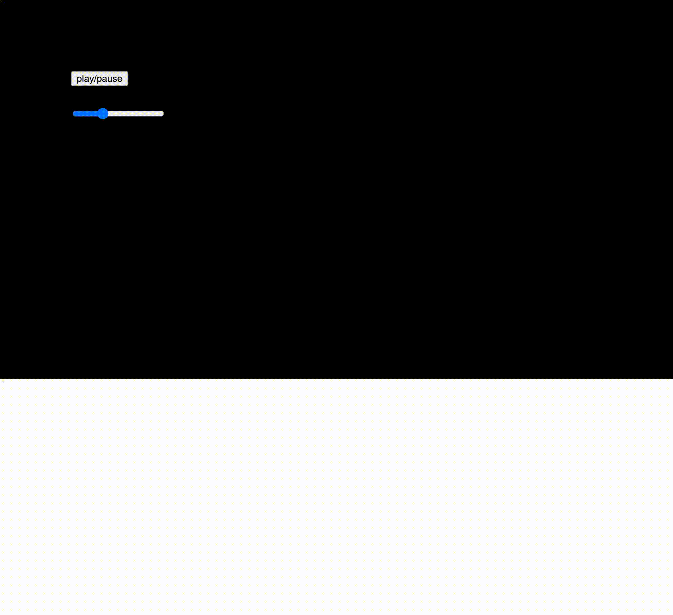 A button controls a sound, a slider adjusts its frequency, and a visual waveform responds in real-time using an FFT analyzer.