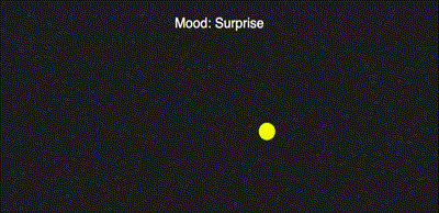 Concept 9 is a mood-catching game where users control a circle to collect falling emotion orbs, each changing the character’s color and displayed mood based on the type of shape caught.